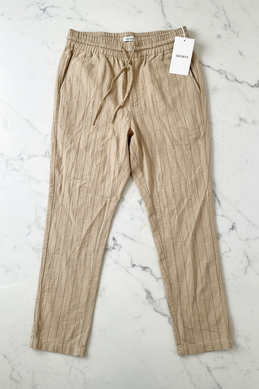Les Deux Patrick Linen Pants – Warm Sand/Black